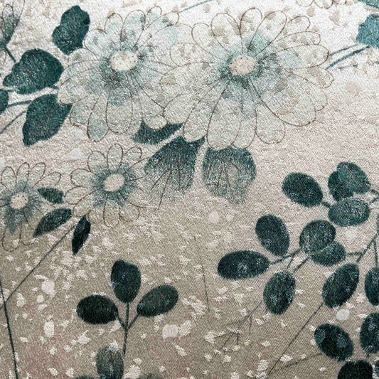 Kimono Silk Cushion Cover: White with Blue Chrysanthemums