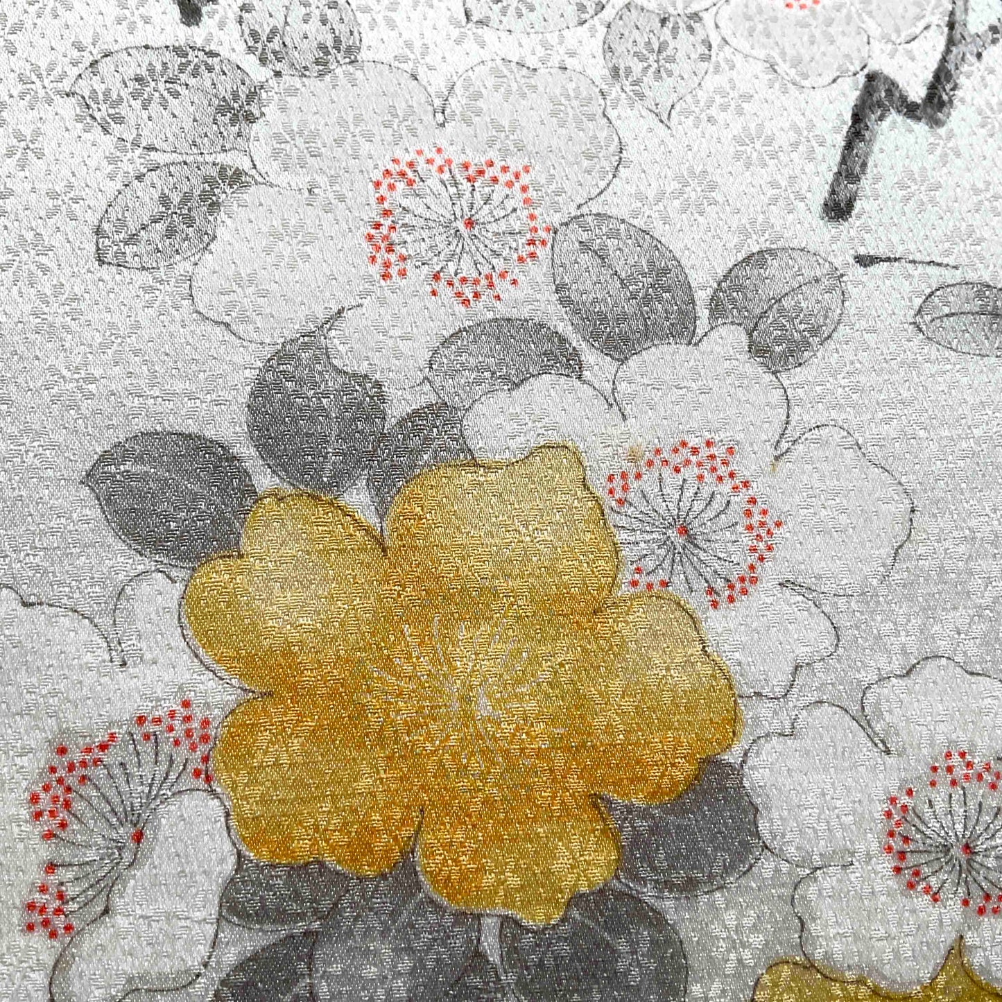 Kimono Silk Cushion Cover: White with White and Yellow Dog Roses