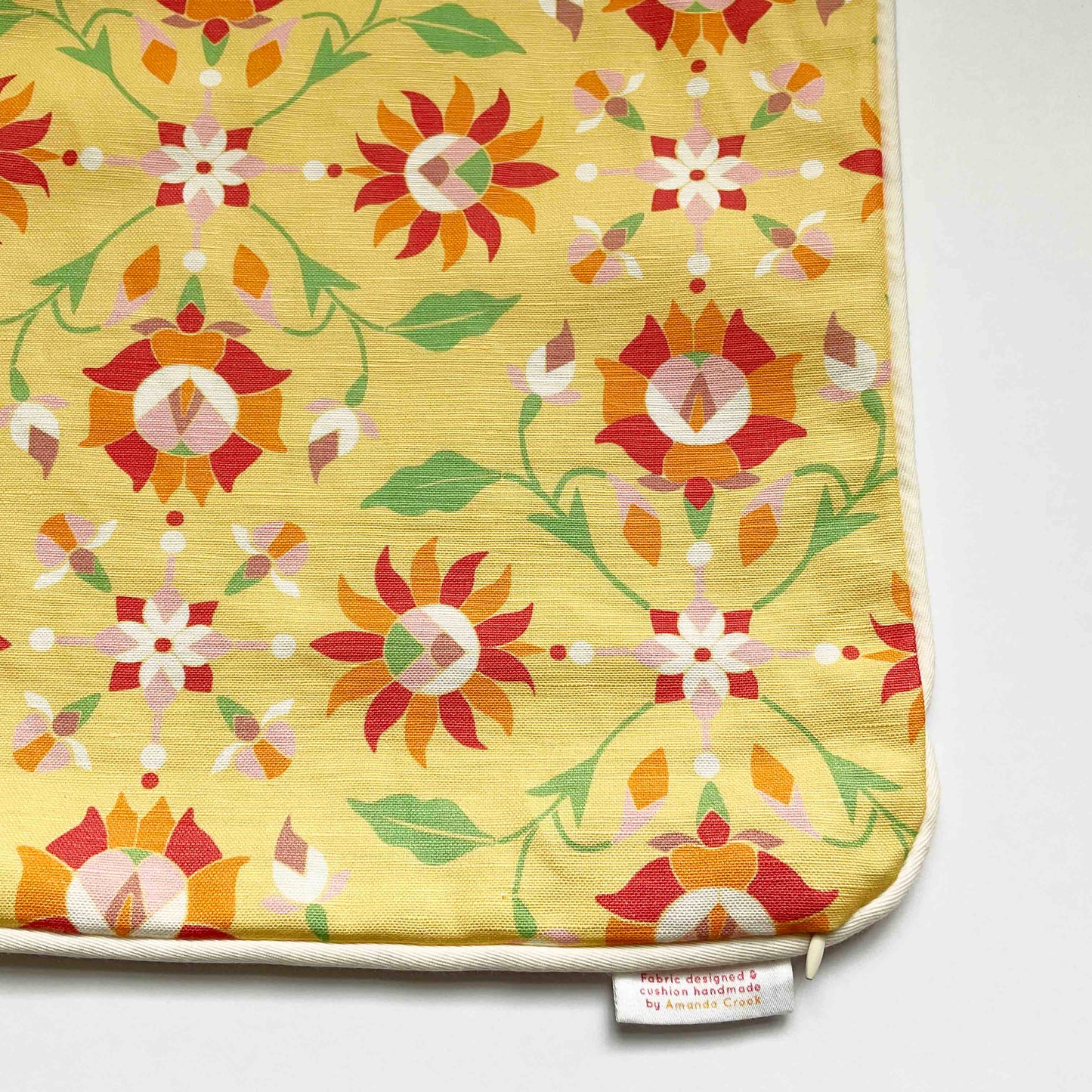 Linen-Cotton Cushion Cover: Indian Flower • Lily (Small)