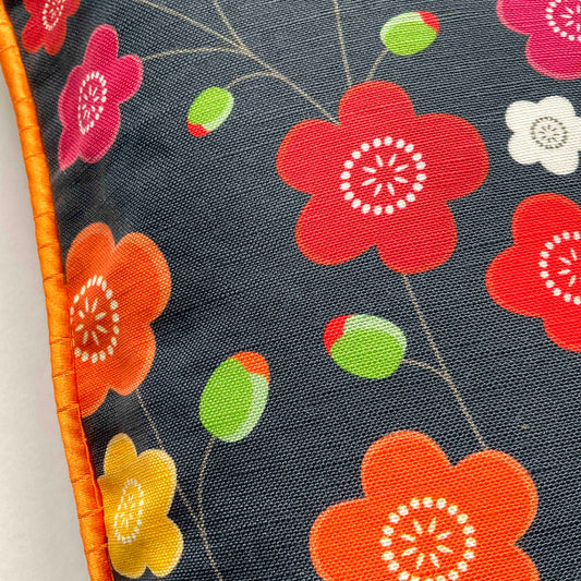 Linen-Cotton Cushion Cover: Japanese Garden • Navy (Small)