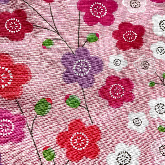 Linen-Cotton Cushion Cover: Japanese Garden • Pink (Small)