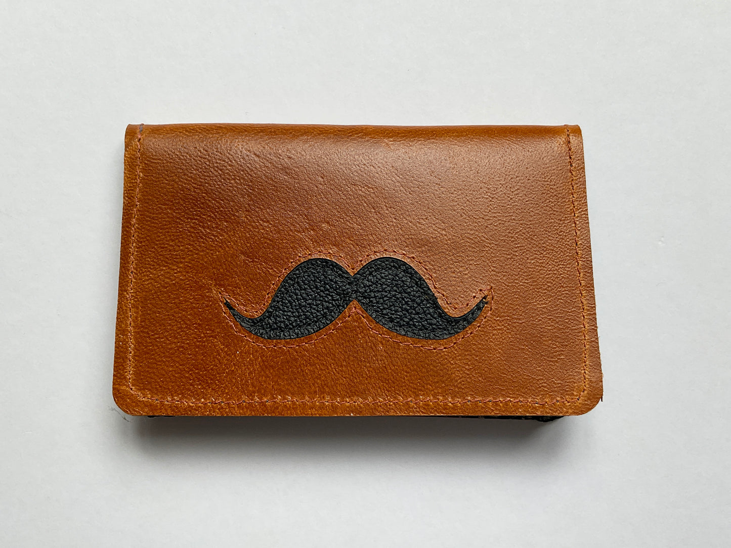 Leather Cardholder: Moustache 01