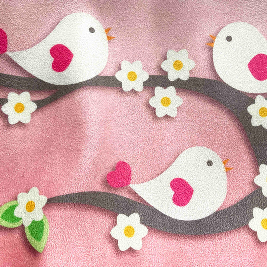 Suede Cushion Cover: Birds • Pink (Small)