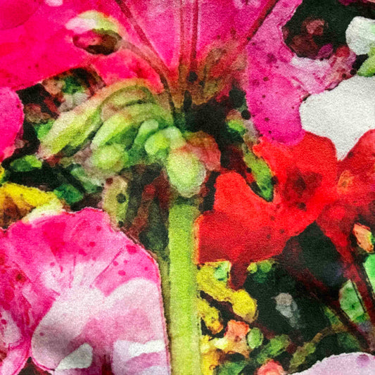 Velvet Cushion Cover: Geraniums 1 (Large)