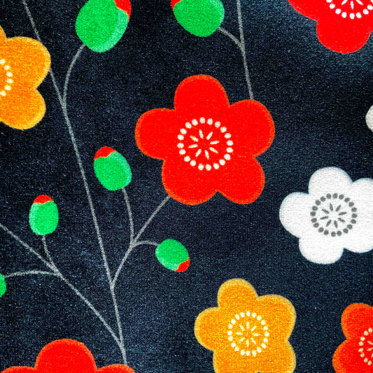 Velvet Cushion Cover: Japanese Garden • Navy (Small)