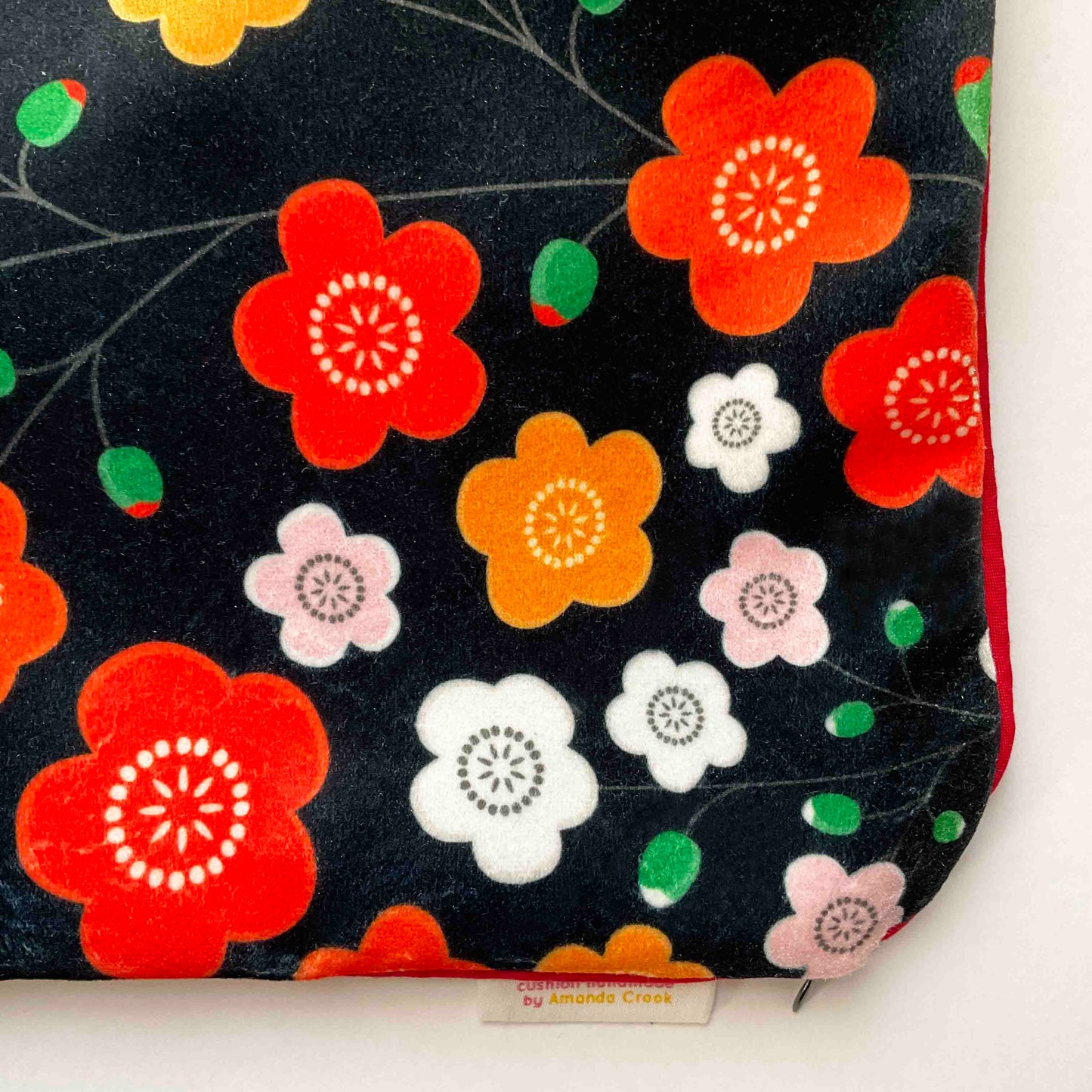 Velvet Cushion Cover: Japanese Garden • Navy (Small)