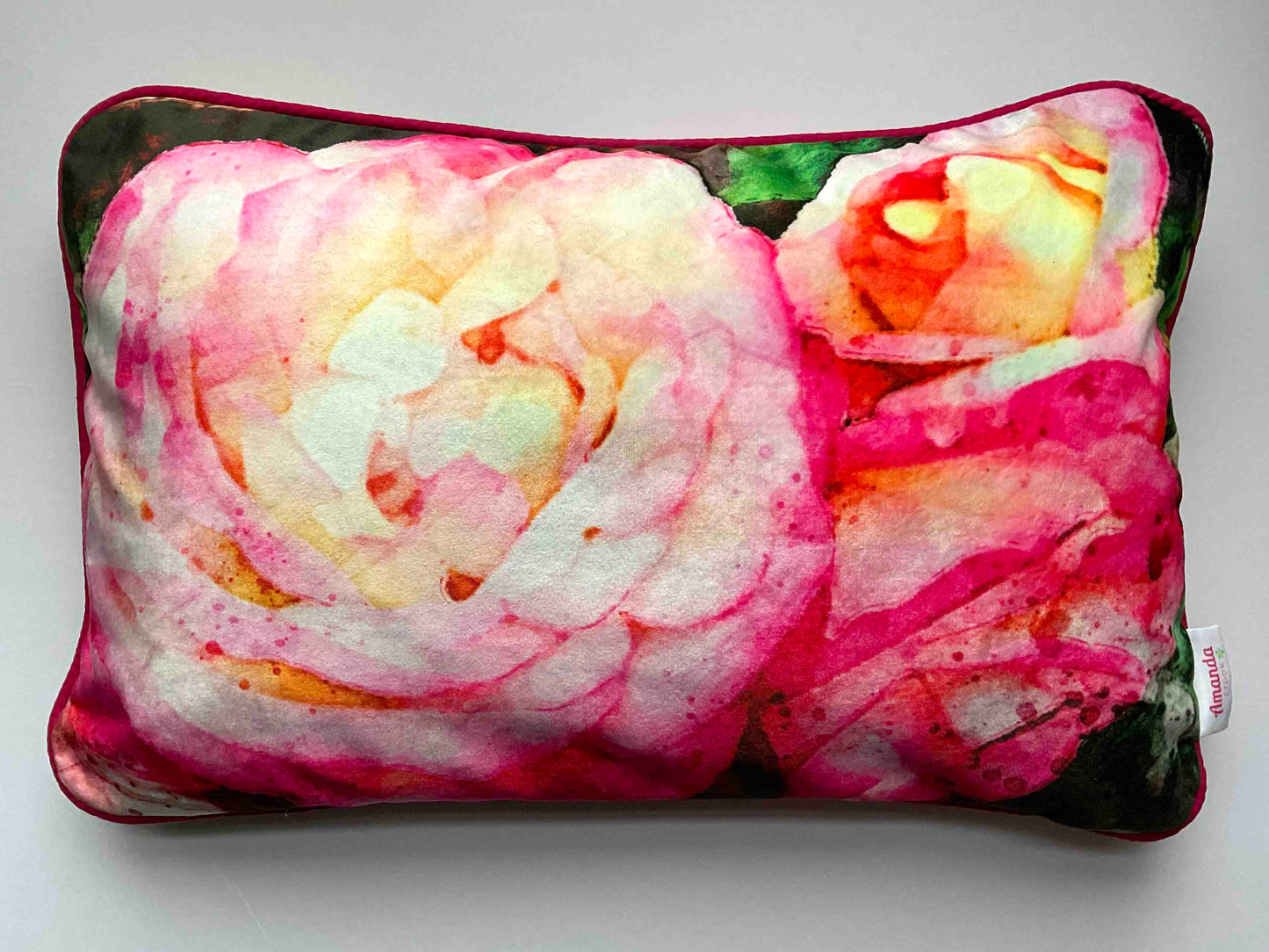 Velvet Cushion Cover: Pink Roses 1 (Small)