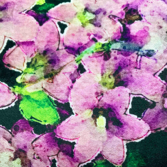 Velvet Cushion Cover: Purple Flowers (Large)