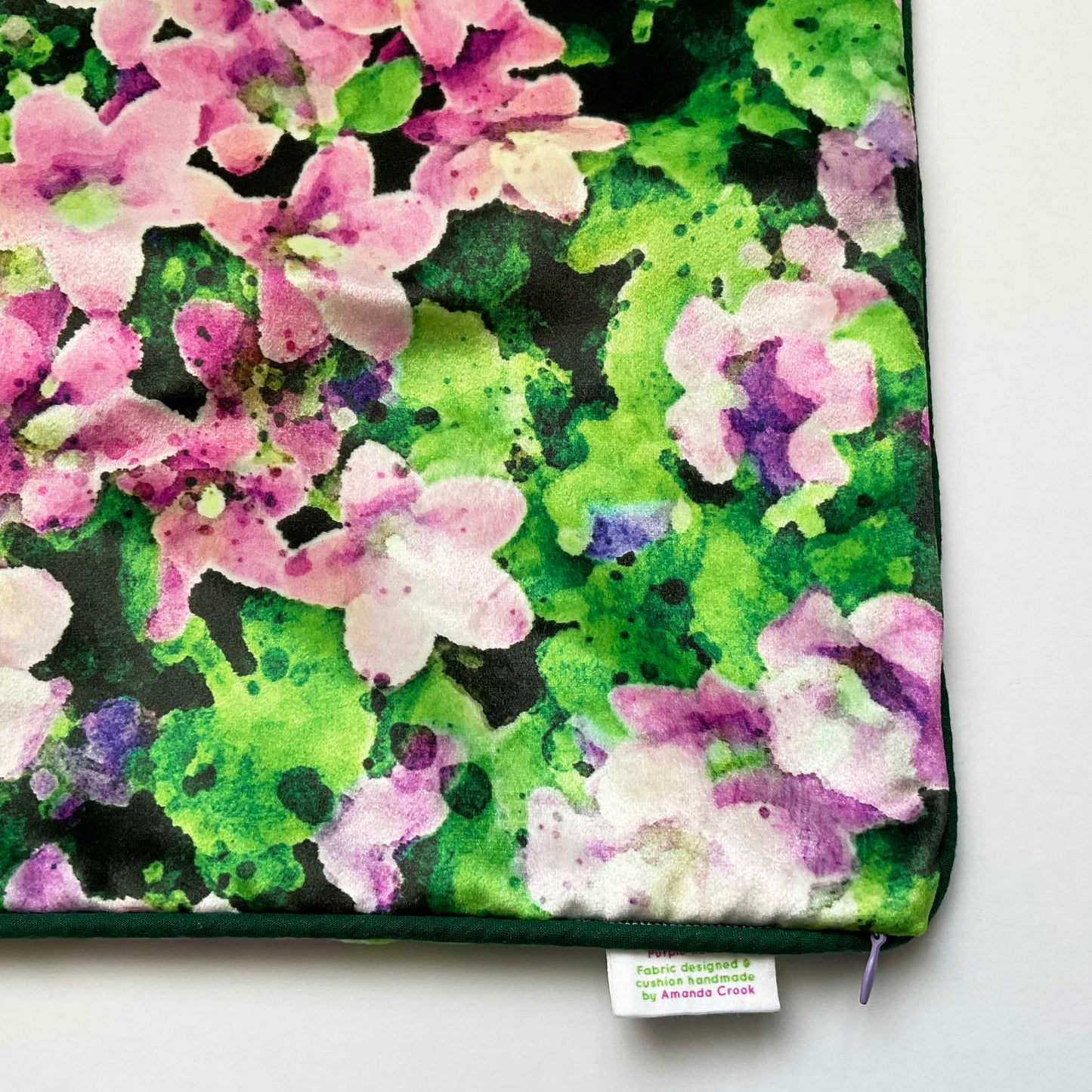 Velvet Cushion Cover: Purple Flowers (Small)