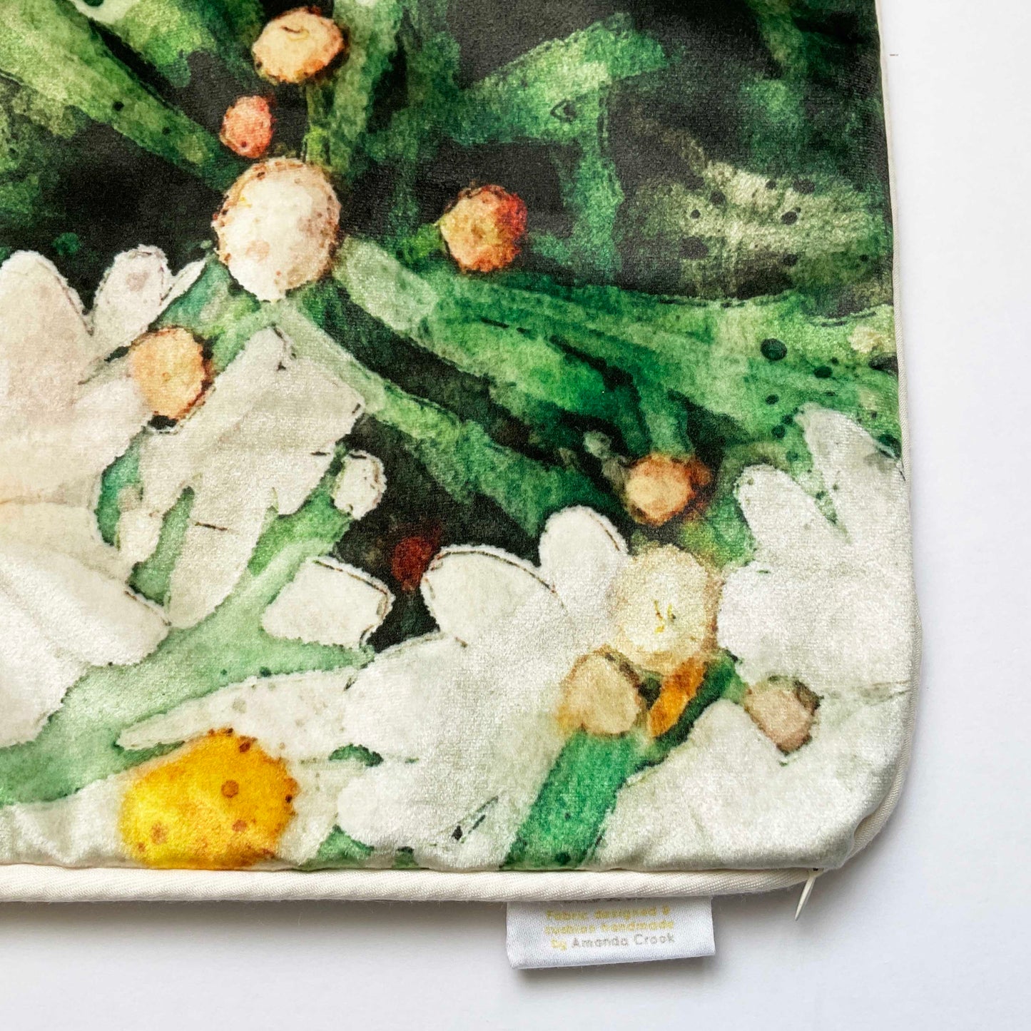 Velvet Cushion Cover: White Daisies 1 (Small)