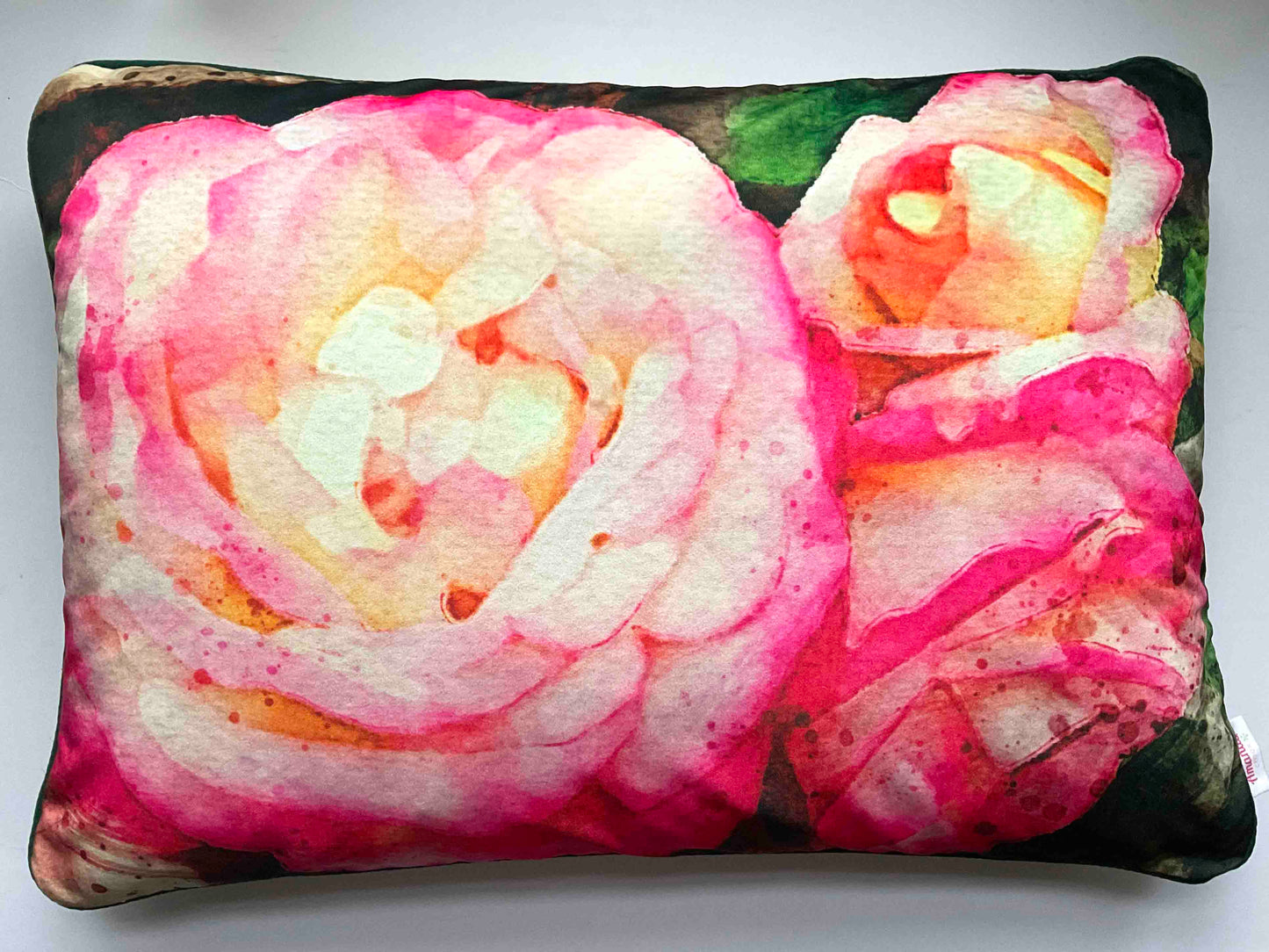 Velvet Cushion Cover: Pink Roses 1 (Large)