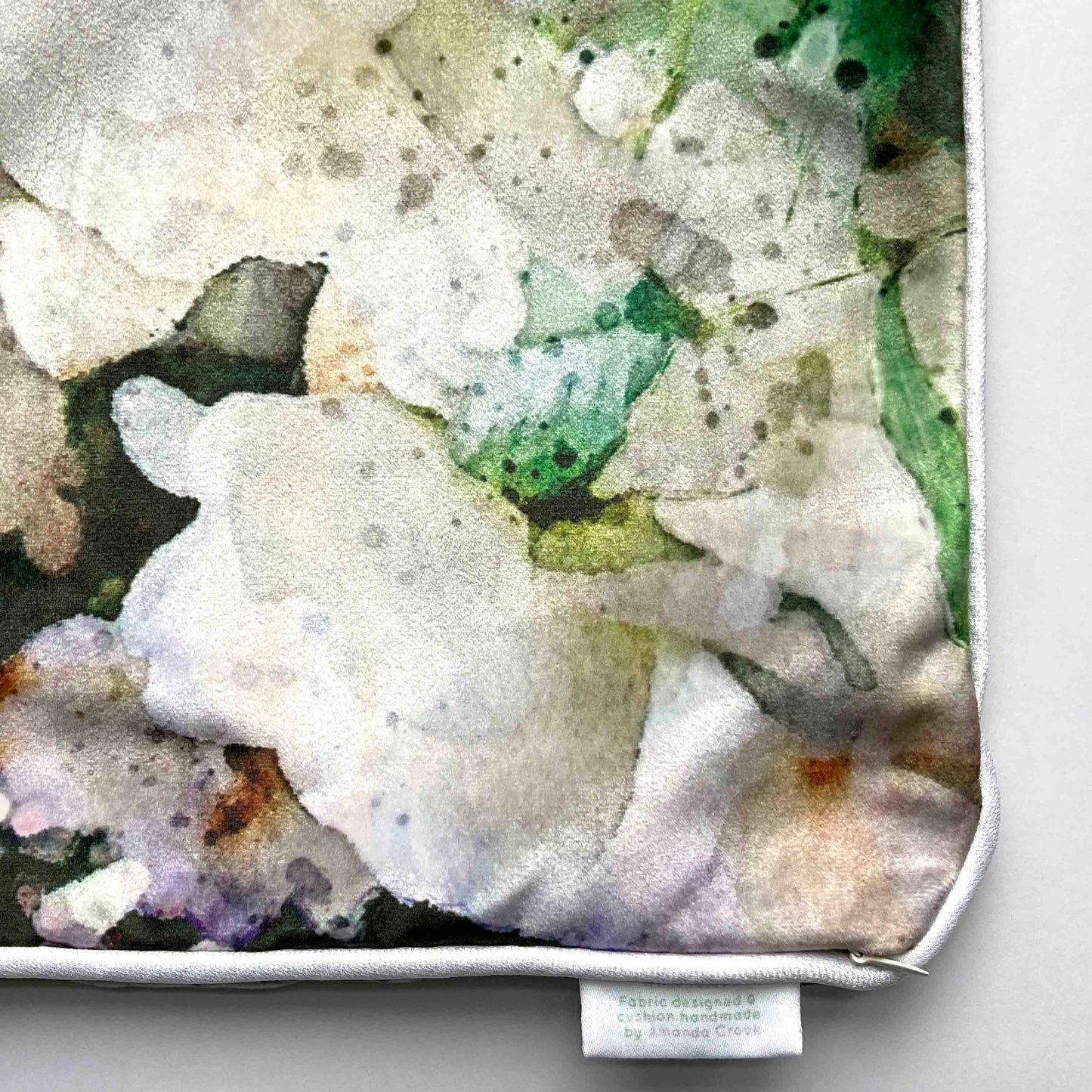 Velvet Cushion Cover: White Roses 1 (Small)