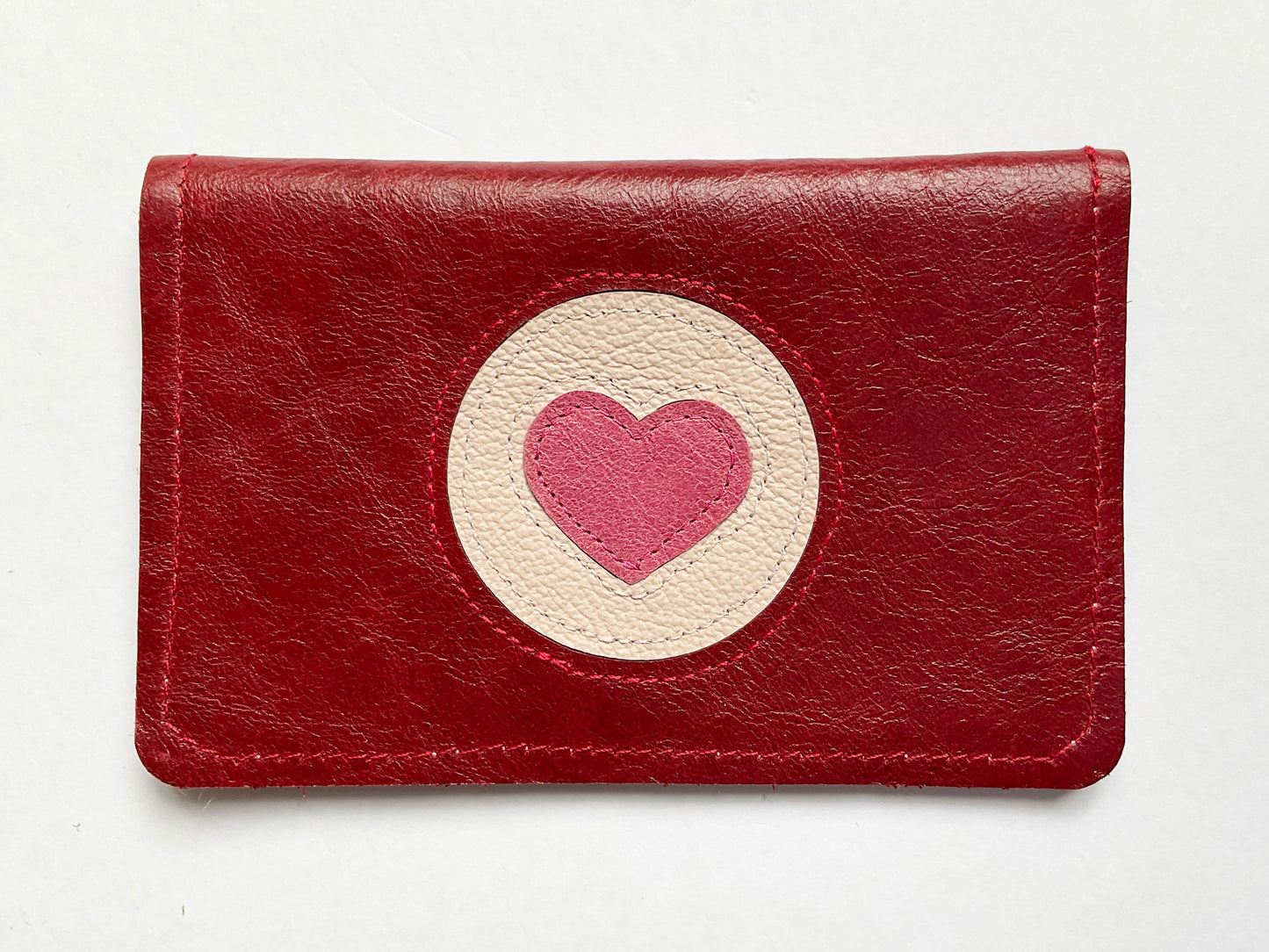 Leather Cardholder: Circle Heart 07