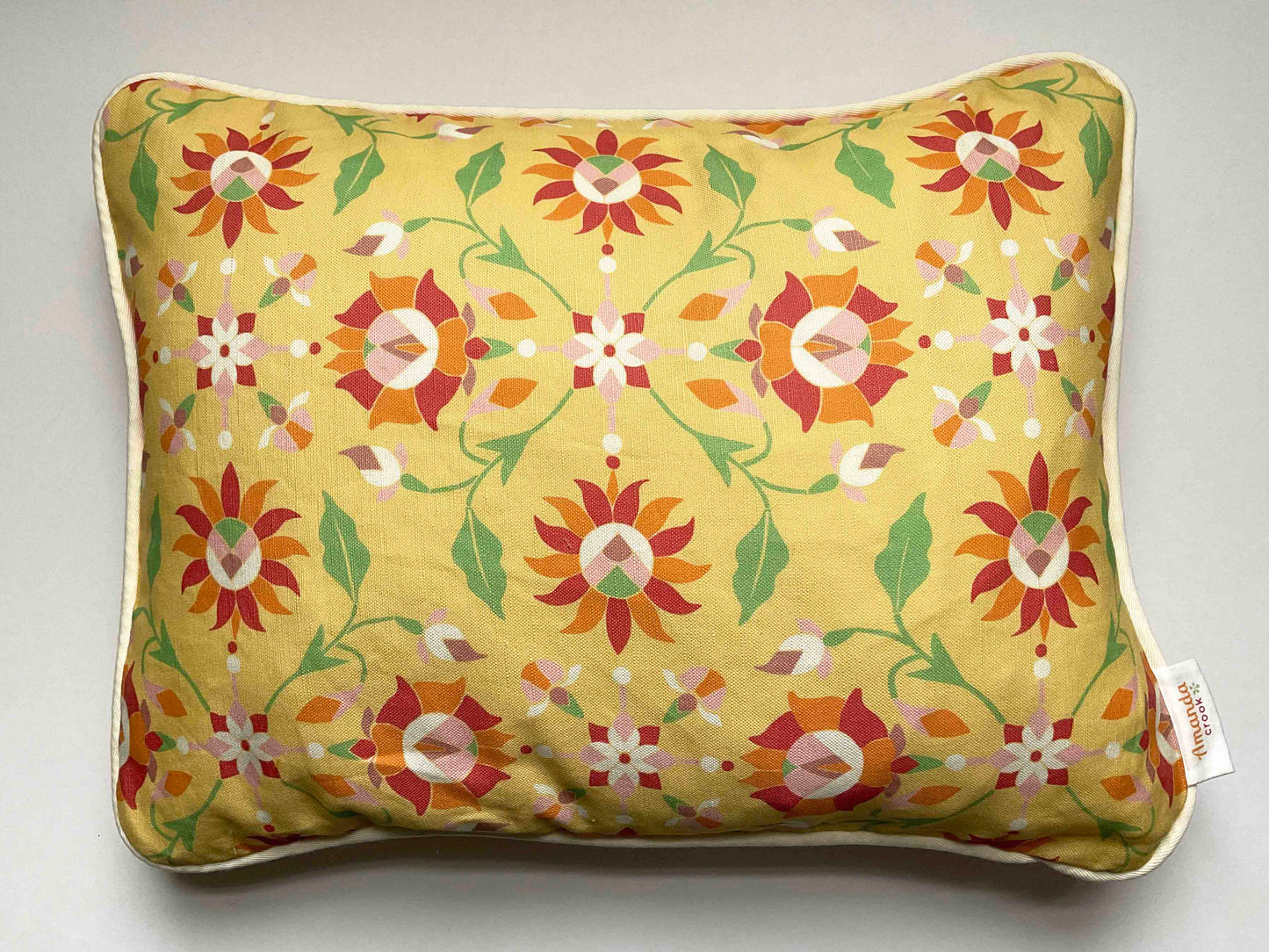 Linen-Cotton Cushion Cover: Indian Flower • Lily (Small)