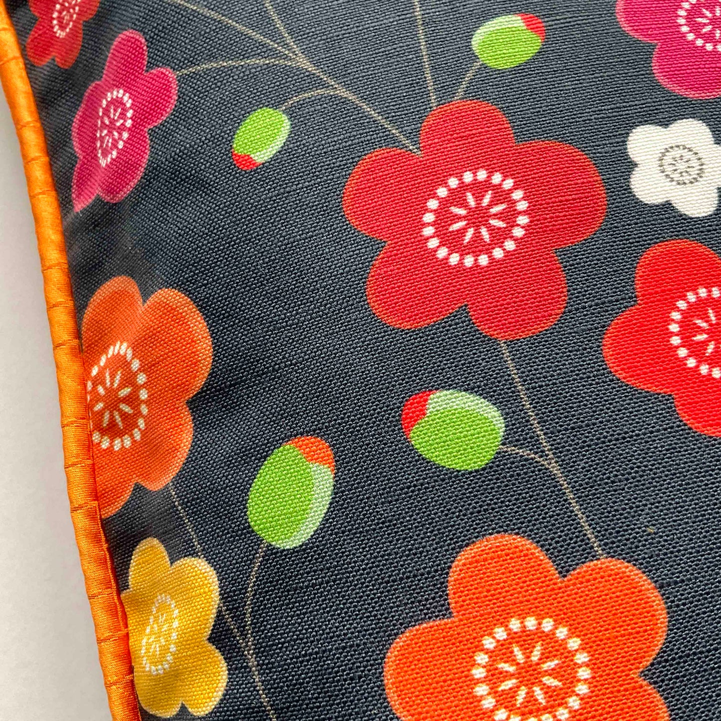 Linen-Cotton Cushion Cover: Japanese Garden • Navy (Small)