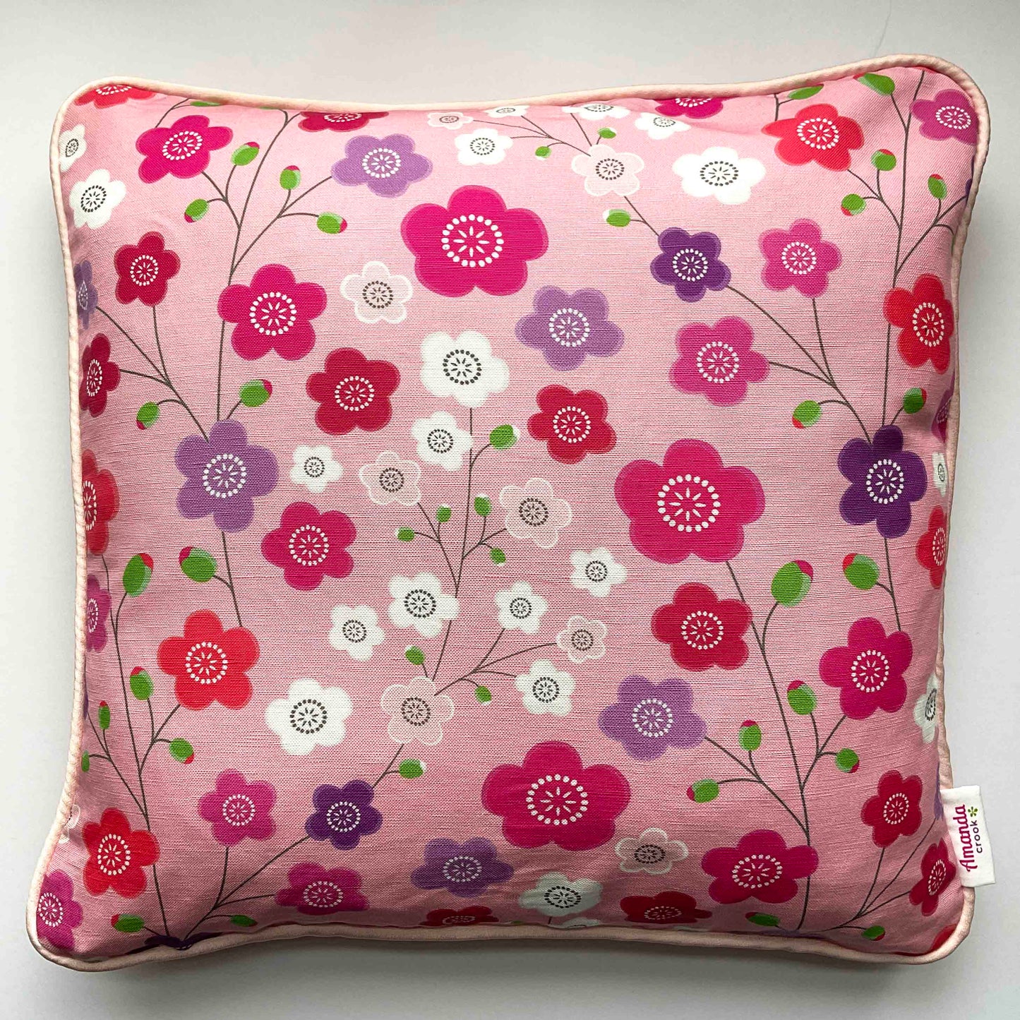 Linen-Cotton Cushion Cover: Japanese Garden • Pink (Small)