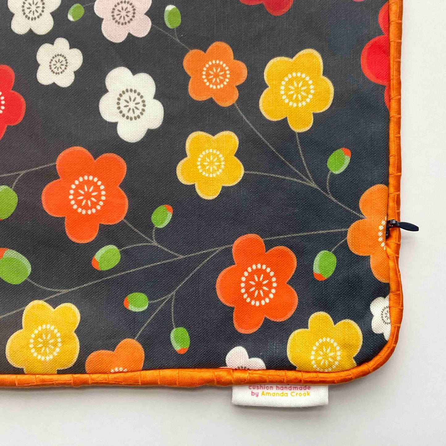 Linen-Cotton Cushion Cover: Japanese Garden • Navy (Small)