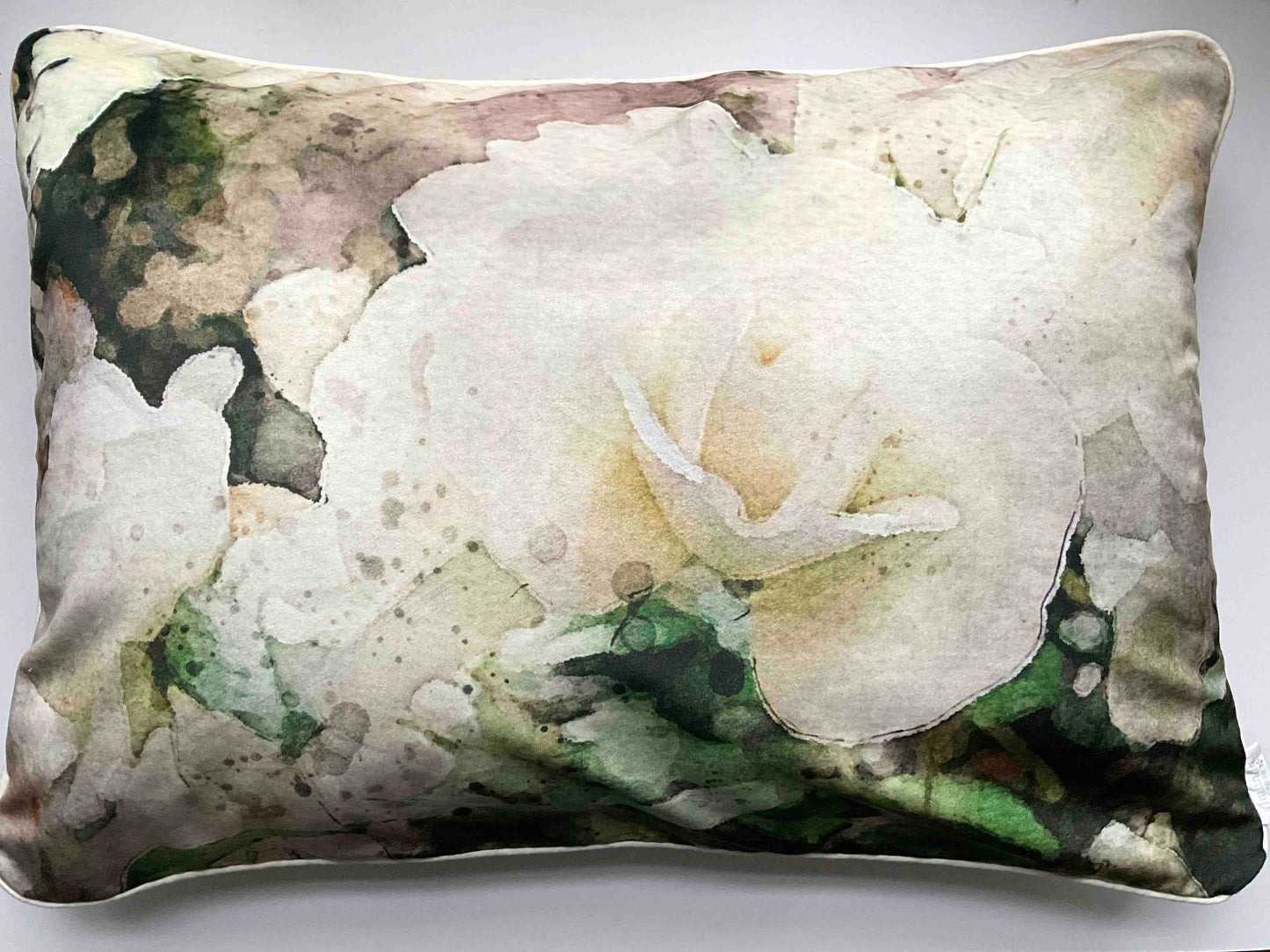 Velvet Cushion Cover: White Roses 1 (Large)